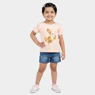 Girls Light Pink Cotton Round Neck Regular T-Shirt, Light Pink, small