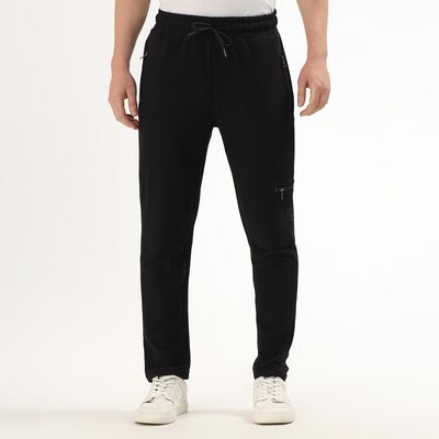 Men's Jet Black Regular Fit Five Pocket Jogger