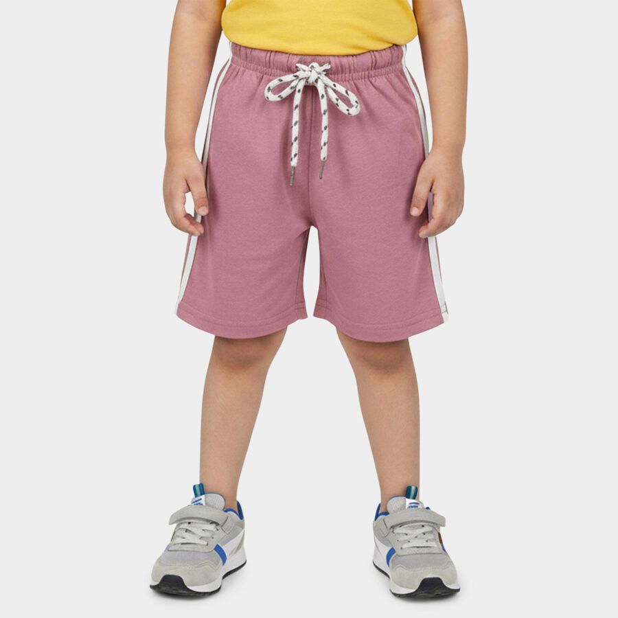 Boys' Mauve Cotton Blend Elastic Waist Bermuda Shorts, Pink, large