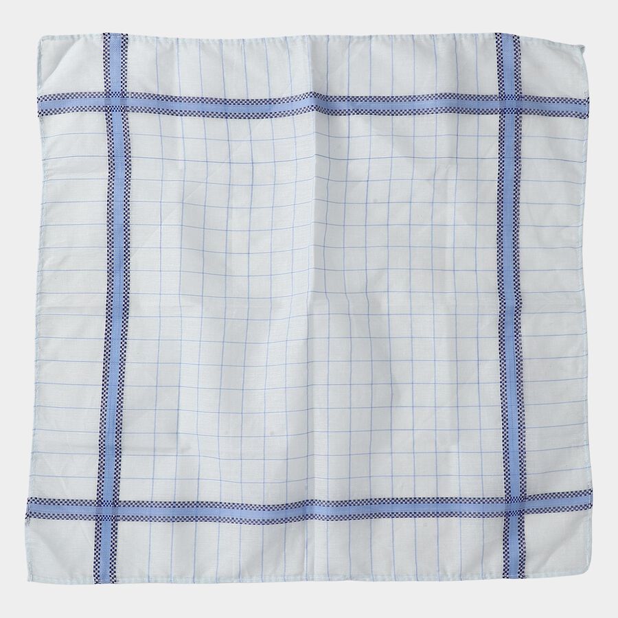 Men's Light Blue Checked Pack of 3 Handkerchief, Light Blue, large