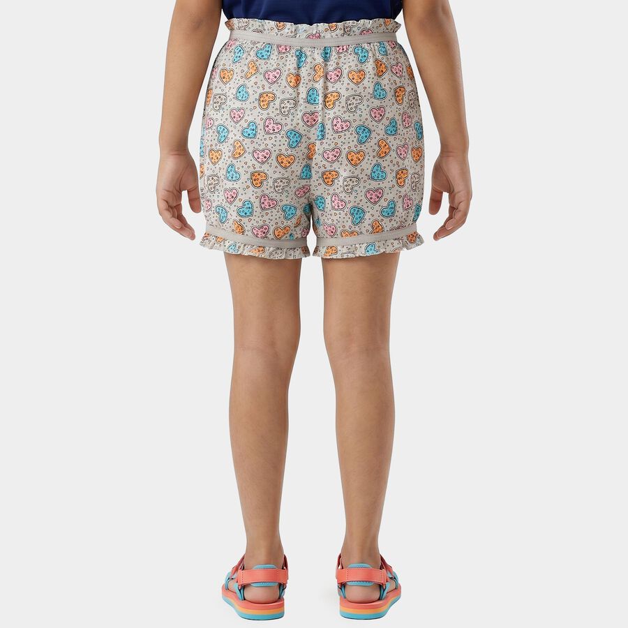 Girls Grey Regular Fit Printed Bloomer, हल्का ग्रे, large