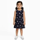 Girls' Navy Blue Printed Sleeveless A-Line Frock, Navy Blue, small image number null