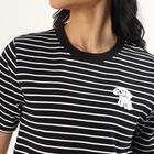 Women's Jet Black Cotton Round Neck Casual T-Shirt, Black, small