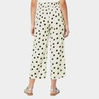 Girls' White Regular Fit Star Printed Capri, सफ़ेद, small