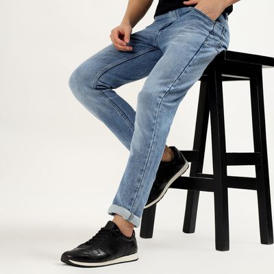 Men's Light Blue Regular Fit Classic Jeans, हल्का नीला Men's Light Blue Regular Fit Classic Jeans