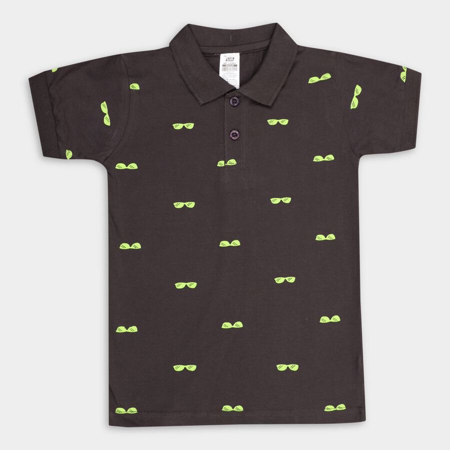 Boys' Cotton Half Sleeves T-Shirt, Charcoal, large image number null