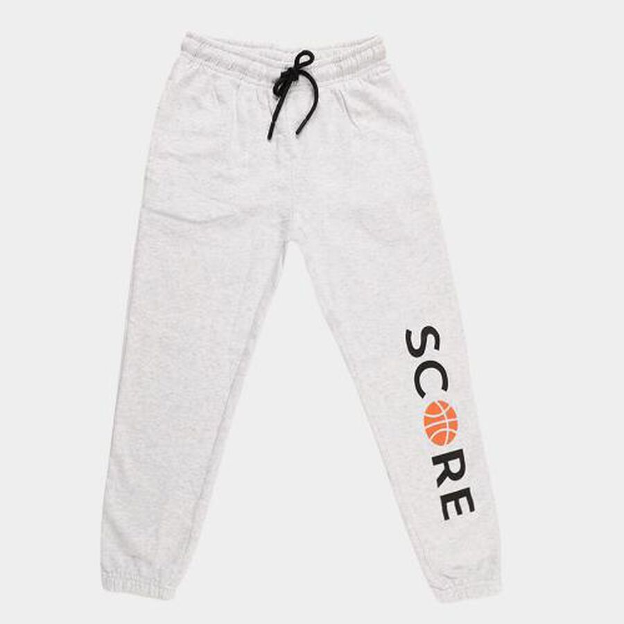 Boys' Light Grey Printed Elastic Waist Winter Pyjama, एक्रू मिश्रित, large image number null