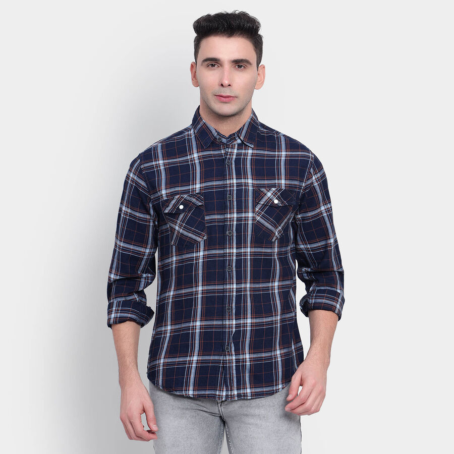 Cotton Checks Casual Shirt, Rust, large image number null