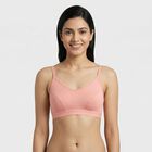 Women's Pink Cotton Blend Sleeveless Minimalist Bra, Light Pink, small