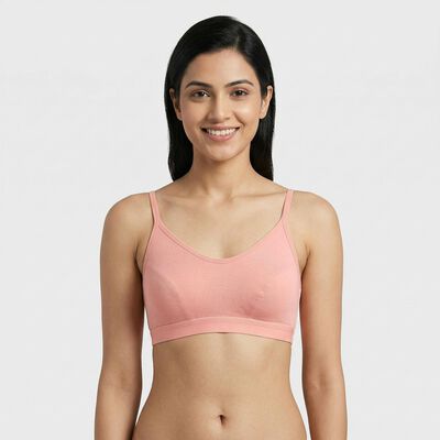 Women's Pink Cotton Blend Sleeveless Minimalist Bra