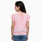 Girls' Bright Fuchsia Pink Round Neck Casual T-Shirt, गुलाबी, small