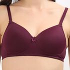Women's Deep Burgundy Padded Wired T-Shirt Bra, वाइन, small