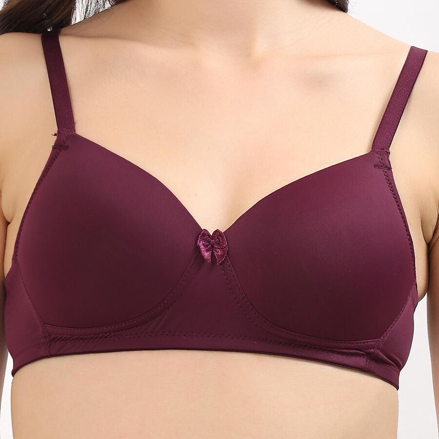 Women's Deep Burgundy Padded Wired T-Shirt Bra, वाइन, large