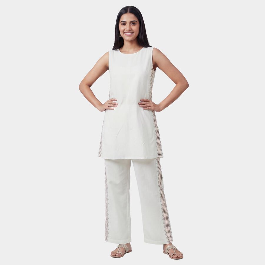 Women's Eggshell White Floral Printed Ethnic Set, ऑफ व्हाइट, large