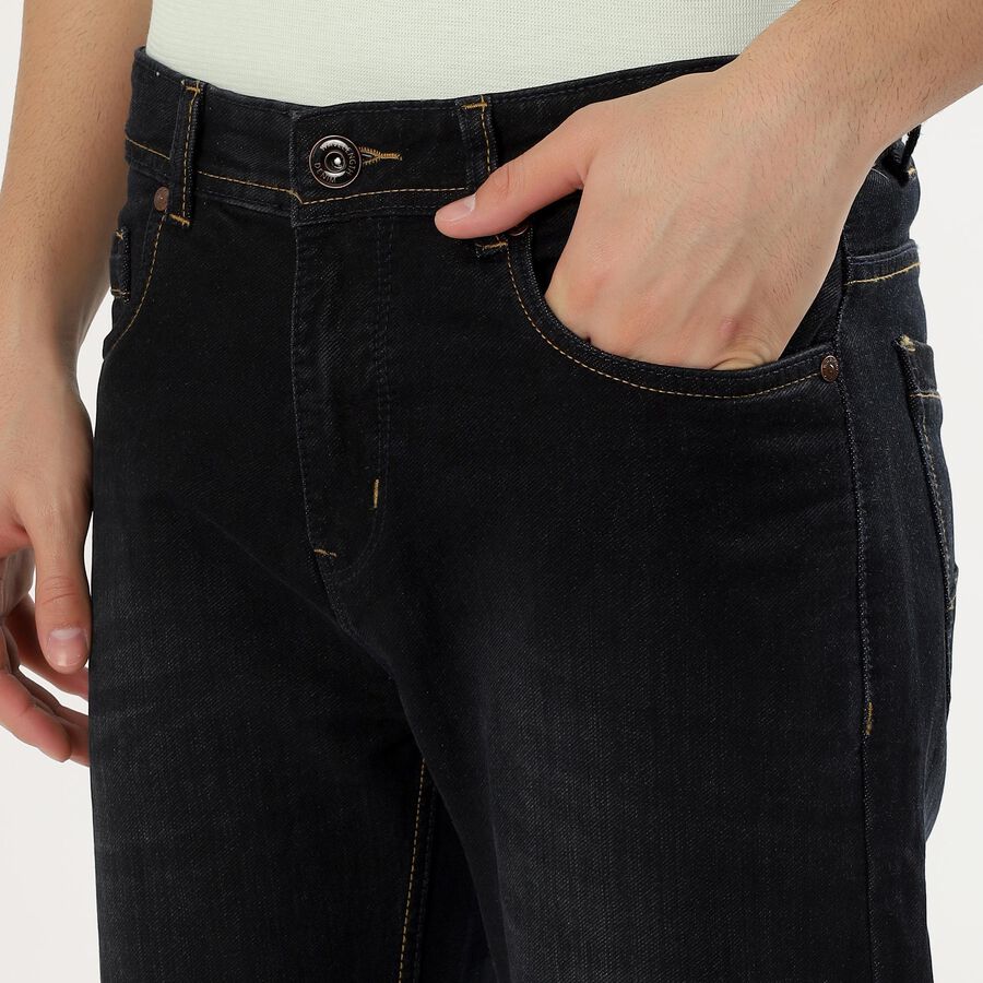 Men's Jet Black Slim Fit Classic Jeans, गहरा नीला, large image number null