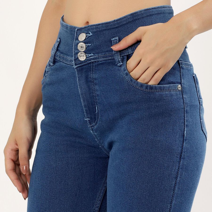 Women's Deep Steel Blue High-Rise Skinny Fit Jeans, मध्यम नीला, large image number null