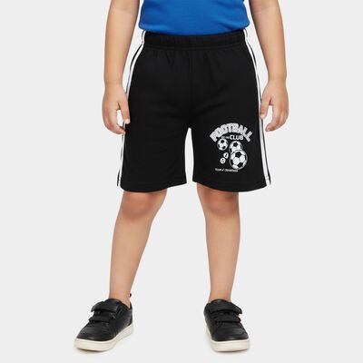 Boys Black Football Print Elastic Waist Bermuda Shorts