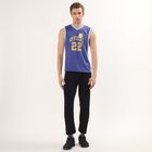 Men's Blue V-Neck Athleisure Sleeveless T-Shirt, Royal Blue, small