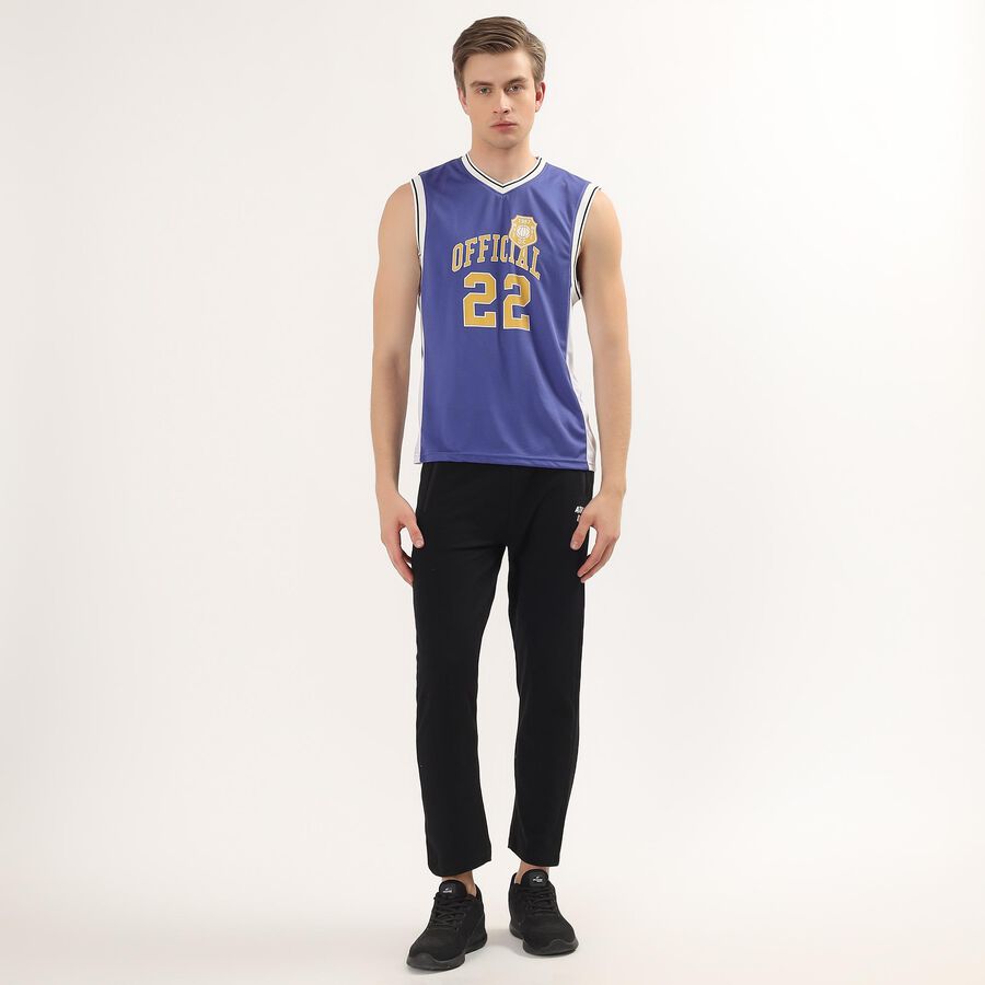 Men's Blue V-Neck Athleisure Sleeveless T-Shirt, Royal Blue, large