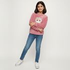 Girls Light Pink Crew Neck Casual Sweatshirt, Light Pink, small image number null