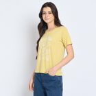 Ladies' Round Neck T-Shirt, Khaki, small