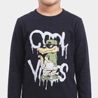 Boys Navy Blue Cotton Blend Crew Neck Regular Boys T-Shirt, Navy Blue, small