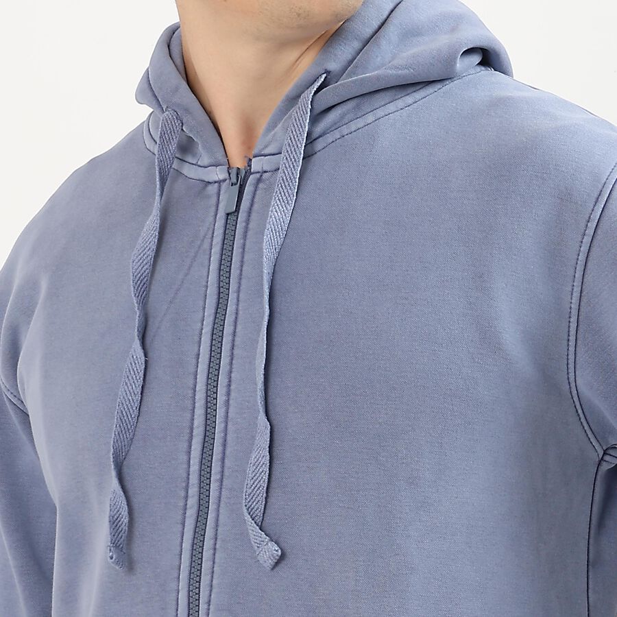 Men's Muted Light Blue Hooded Neck Casual Sweatshirt, हल्का नीला, large image number null