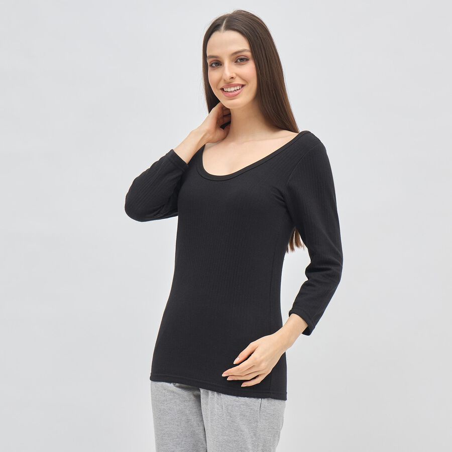 Women's Jet Black Fitted Thermal, Black, large image number null