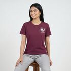 Women's Purple Round Neck Casual T-Shirt, Purple, small