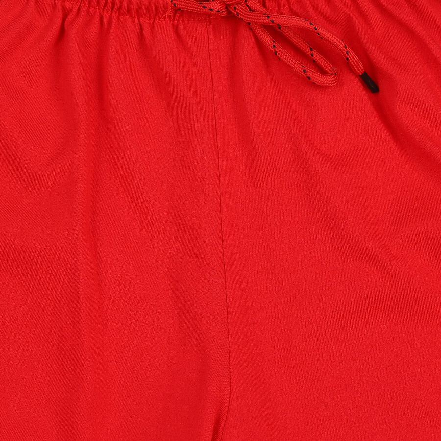 Boys Red Regular Fit Athletic Bermuda Shorts, Red, large