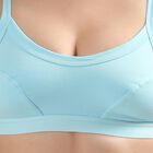 Ladies' 100% Cotton Bra, Aqua, small image number null
