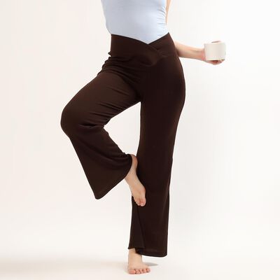Women's Deep Chocolate Brown Flared Crossover Waist Pyjama