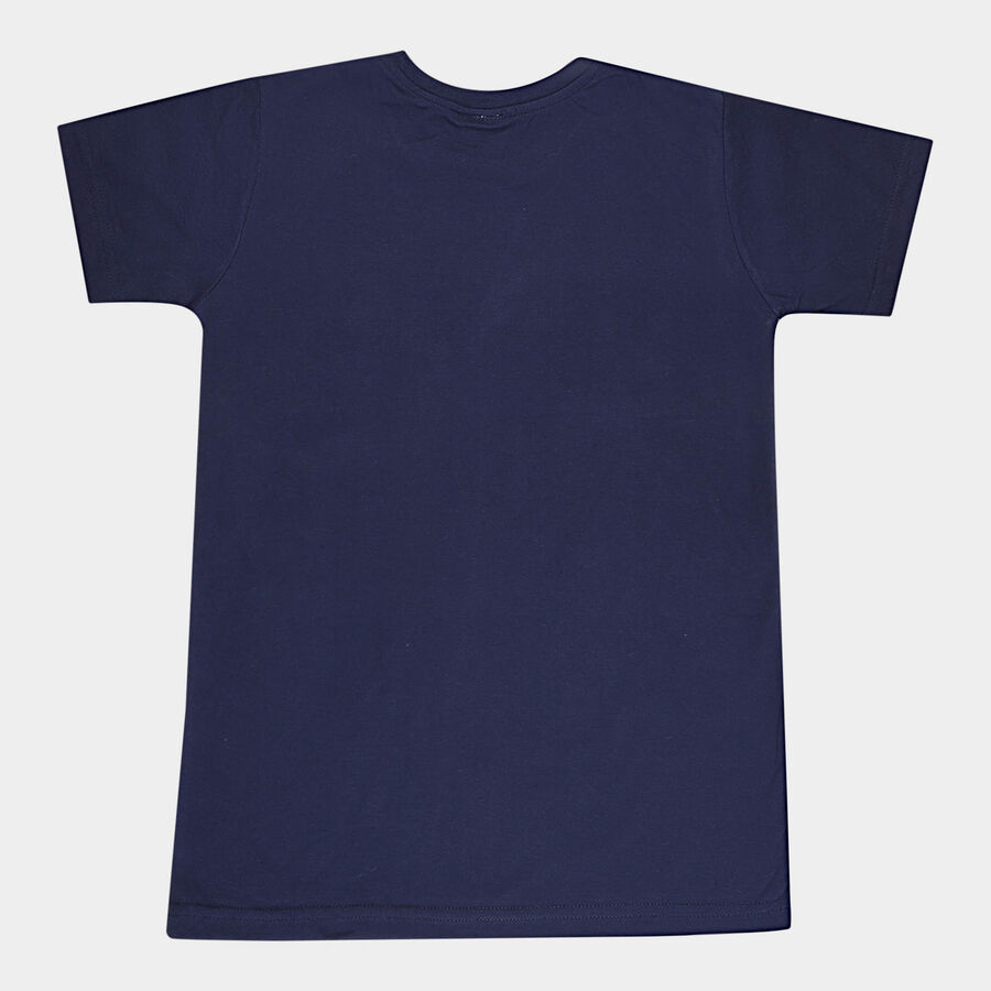 Boys Round Neck T-Shirt, Navy Blue, large image number null