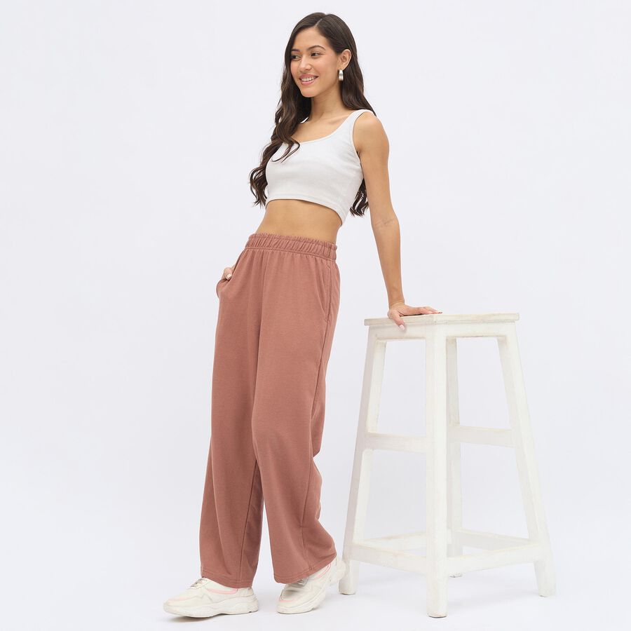 Women's Dusty Terracotta Regular Fit Solid Track Pants, Rust, large image number null