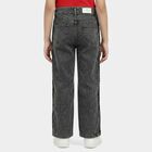 Girls' Black Straight Fit Braided Side Jeans, काला, small