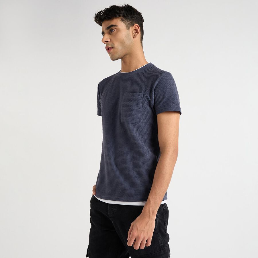 Men's Round Neck T-Shirt, नेवी ब्लू, large image number null