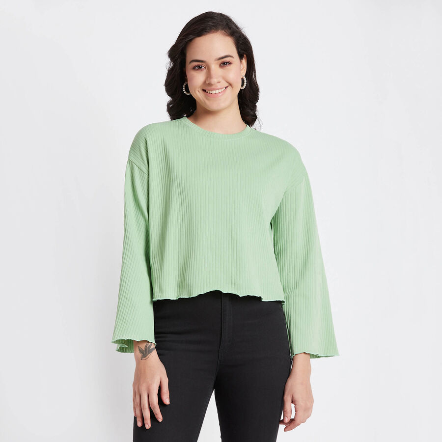 Solid Round Neck T-Shirt, Light Green, large image number null
