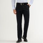 Men's Jet Black Slim Fit Flat-Front Formal Trousers, नेवी ब्लू, small image number null