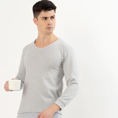 Men's Light Grey V-Neck Classic Thermal