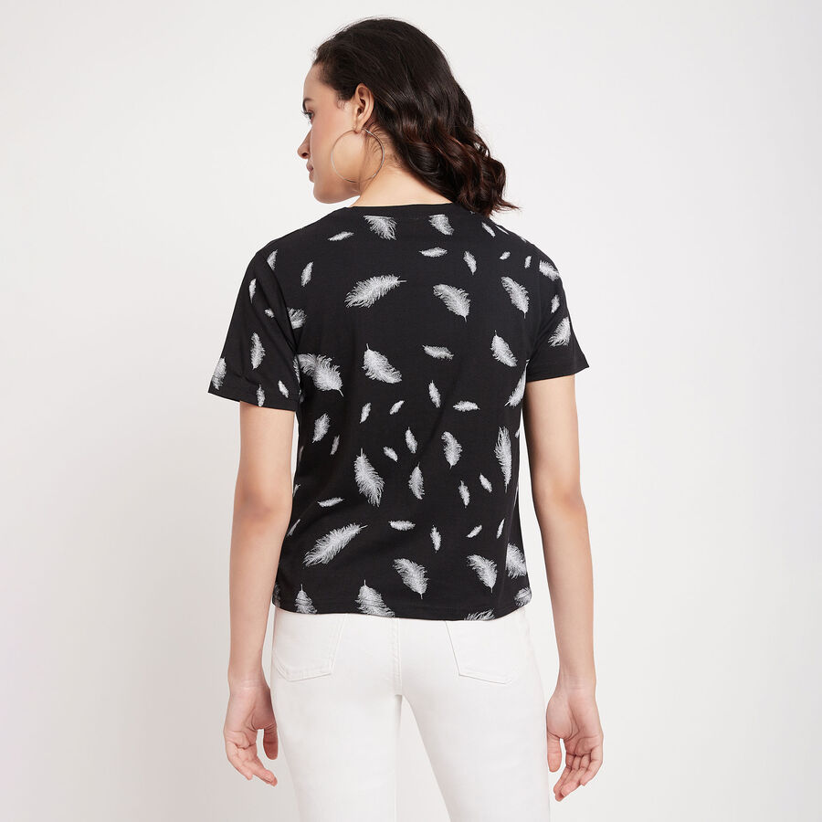 All Over Print Round Neck T-Shirt, Black, large image number null