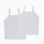 Girls Bright White Cotton Square Neck Casual Vest, सफ़ेद, small image number null