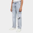 Boys' Light Wash Relaxed Fit Cargo Jeans, हल्का नीला, small image number null