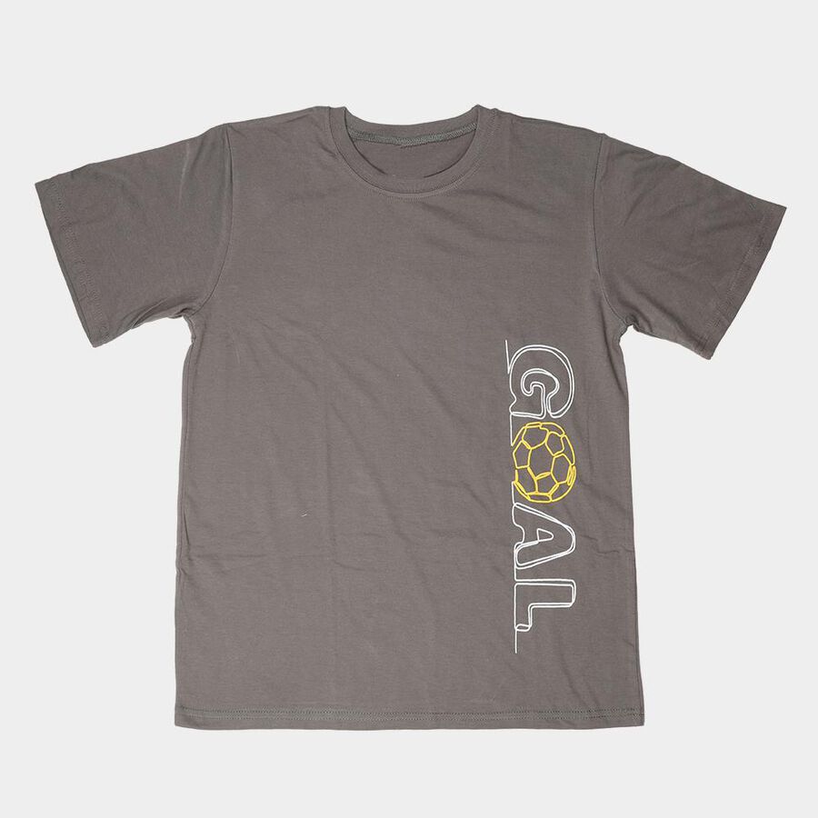 Boys' Charcoal Crew Neck Graphic Printed T-Shirt, Charcoal, large