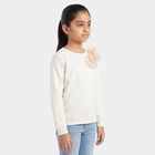 Girls' Cream Crew Neck Pullover Sweatshirt, Off White, small