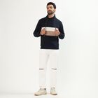 Men's Deep Midnight Navy High Neck Casual Sweatshirt, नेवी ब्लू, small image number null