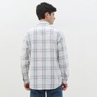 Men's Soft Eggshell White Cotton Checkered Casual Shirt, ऑफ व्हाइट, small