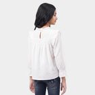 Girls White Round Neck Regular Top, सफ़ेद, small