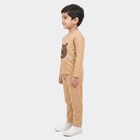 Boys Beige Round Neck Graphic Print Baba Suit, गहरा पीला, small