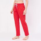 Women's Light Grey Relaxed Fit Cotton Blend Pyjama, लाल, small