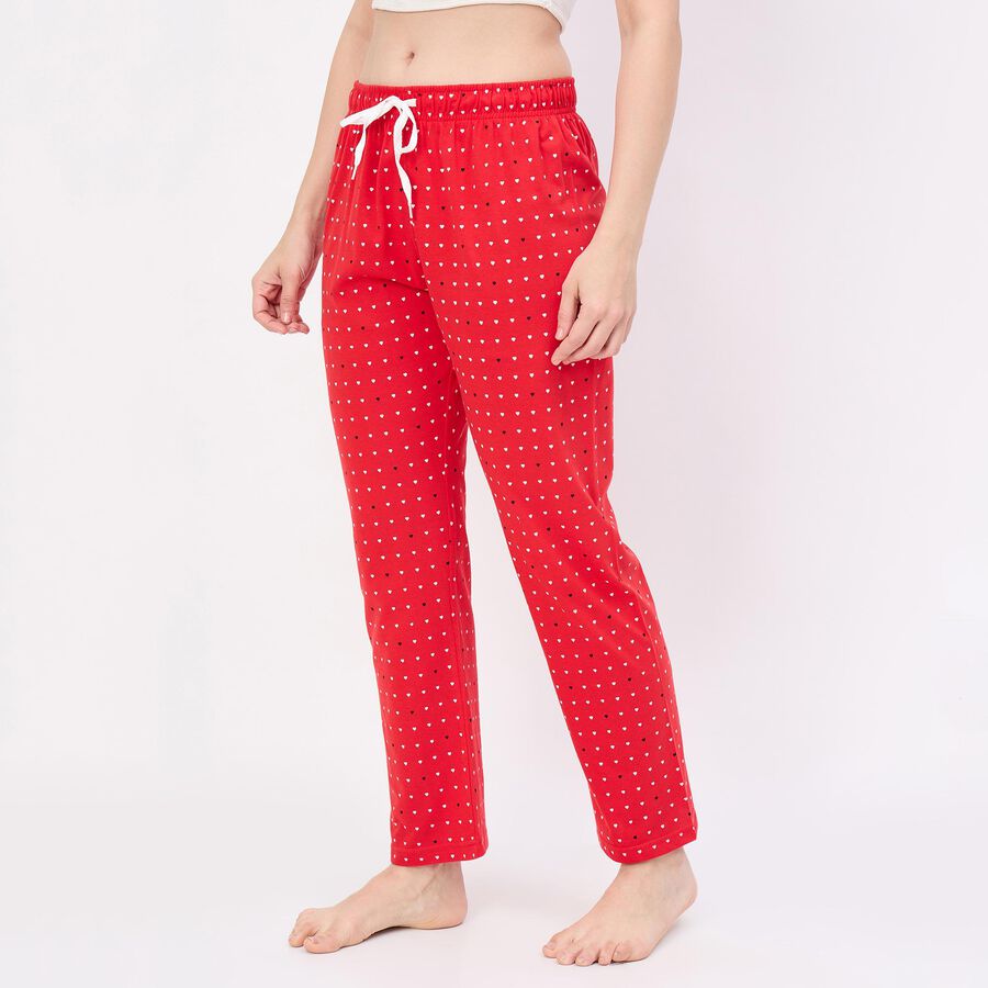 Women's Light Grey Relaxed Fit Cotton Blend Pyjama, लाल, large